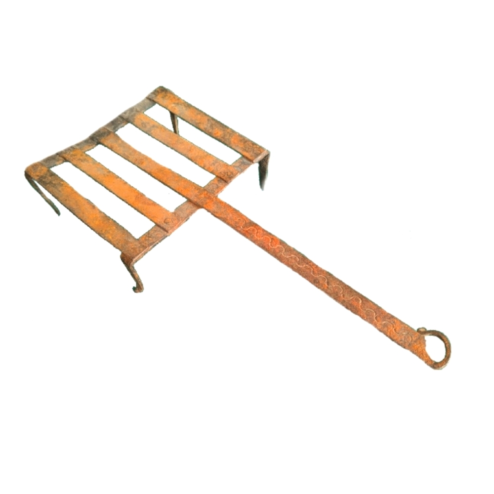 Early Canadian Gridiron / Iron Trivet With Long  Handle